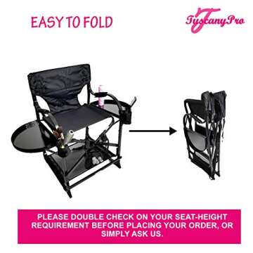 Tuscany Pro Portable Hairstylist & Makeup Artist Chair - Perfect for Salons, Movie Sets and More - I...
