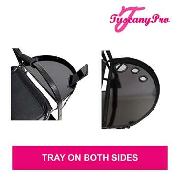 Tuscany Pro Portable Hairstylist & Makeup Artist Chair - Perfect for Salons, Movie Sets and More - Italian Design - Adjustable Seat Heights