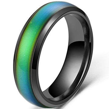 4mm Stainless Steel Temperature Sensitive Color Changing Wedding Band Mood Ring