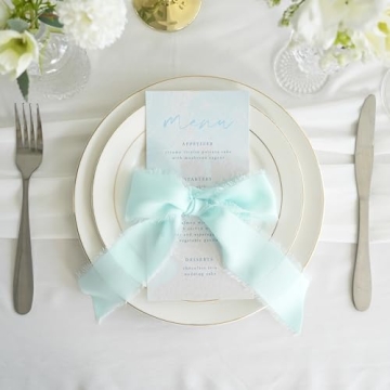 MEEDEE Aqua Chiffon Ribbon 2 Inch Frayed Ribbon for Crafts