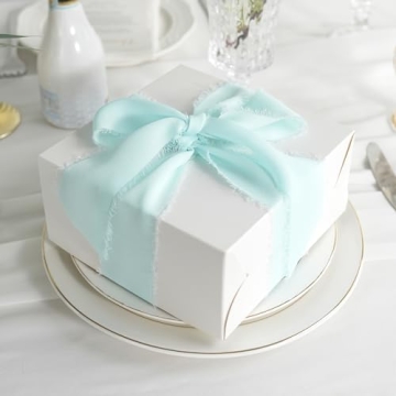 MEEDEE Aqua Chiffon Ribbon 2 Inch Frayed Ribbon for Crafts