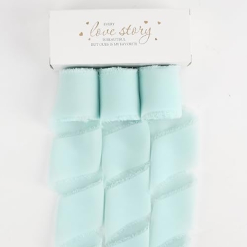 MEEDEE Aqua Chiffon Ribbon 2 Inch Frayed Ribbon for Crafts
