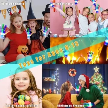 VICAITOYS LED Gloves Kids Light Up Fun 6 Flash Modes