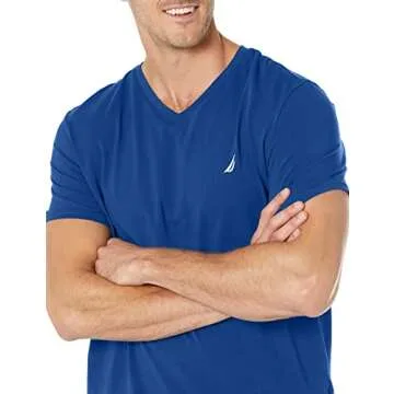 Nautica Men's Solid Slim Fit V-Neck T-Shirt – Royal Blue