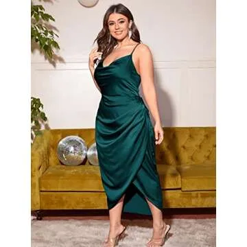 Floerns Plus Size Satin Cami Dress for Summer Elegance