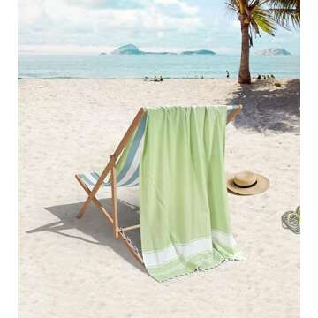 LANE LINEN Turkish Towels Set of 6, Beach Towels Oversized, Pre-Washed Pool Towel, Extra Large Beach Towel, Sandproof Beach Towel, Absorbent Travel Towel,39"x71" - Beach Party
