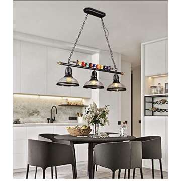 Industrial Vintage Chandelier - LITFAD 3 Lights Island Light Edison Metal Pendant Lamp Fixture with ...