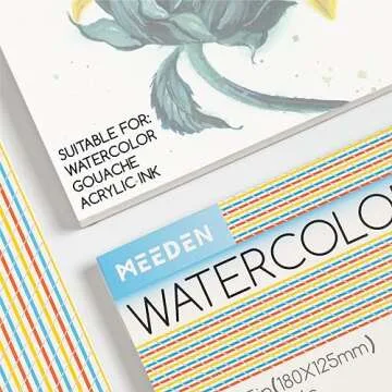 MEEDEN Watercolor Paper Block, 100% Cotton Watercolor Paper Pad of 20 Sheets, 140lb/300gsm, Acid-Free Art Paper for Watercolor, Gouache, Ink and More, 5" x 7" Cold Press