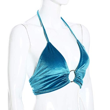 Trendy Blue Halter Backless Camisole Women's Streetwear