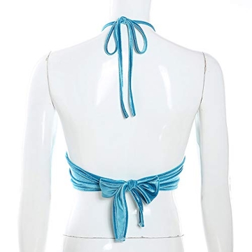 Trendy Blue Halter Backless Camisole Women's Streetwear
