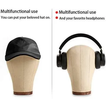 Wig Head Stand Cork Canvas Block Durable and Sturdy Mannequin Head for Wigs Making Display 23 inch