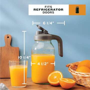 County Line Kitchen Glass Mason Jar Pitcher with Lid - Wide Mouth, 2 Quart (64 oz) - Heavy Duty, Leak Proof - Sun & Iced Tea Pitcher, Cold Brew Coffee, Breast Milk Storage, Water - Black