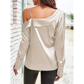 Elegant Off The Shoulder Satin-Silk Blouse for Women
