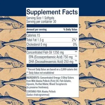 Wiley's Finest Wild Alaskan Fish Oil Peak EPA - Triple Strength - 1000mg Omega-3s, 30 Softgels