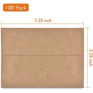 Premium A7 Brown Kraft Self-Seal Envelopes 100-Pack