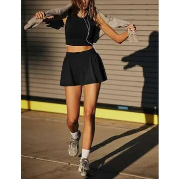 Seetaa Womens Tennis Athletic Dress 2 Piece Workout Hot Shot Skort Set Mini Golf Active