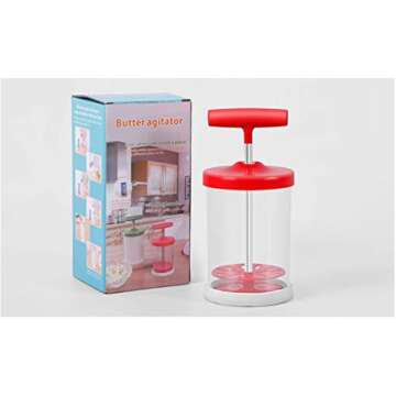 Manual Professional Whipping Cream Dispenser - Handheld DIY Whipped Cream Dispenser - Perfect Cream Whipper Maker for Gift,Lid,15-Ounce Capacity (450ml) (Red)