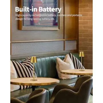 PUSU Cordless Rechargeable Table Lamp Set of 2, 4000mAh Battery Powered LED Desk Lamp, 3 Color Stepl...