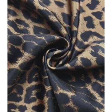 Amy Babe Women's Satin Silky High Waist Maxi Skirt Elegant Elastic Waistband A Line Long Skirts (Leopard Brown, X-Large)