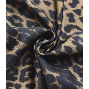 Amy Babe Women's Satin Silky High Waist Maxi Skirt Elegant Elastic Waistband A Line Long Skirts (Leopard Brown, X-Large)