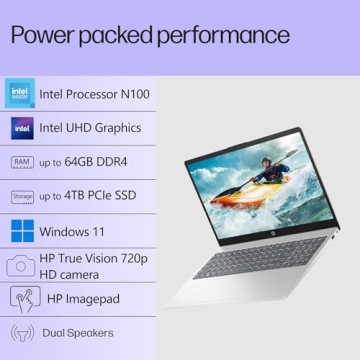 HP Laptop with 15.6" FHD Display, Intel 4-Core Processor, 16GB RAM, 256GB SSD, WiFi 6, Windows 11 Ho...