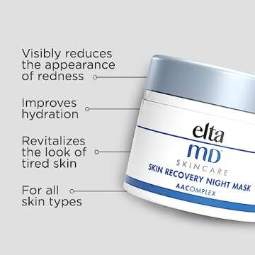 EltaMD Skin Recovery Overnight Face Mask, Moisturizer Cream Night Mask for Face & Neck, Safe for Sensitive Skin, 1.7 oz Jar
