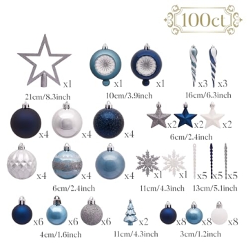 Valery Madelyn 100ct Shatterproof Christmas Ornament Set