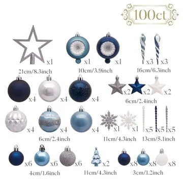 Valery Madelyn 100ct Shatterproof Christmas Ornament Set