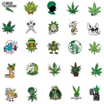 50PCS Weed Stickers for Adults, Stickers for Water Bottles Laptop Computer Phone Cool Stickers Pack