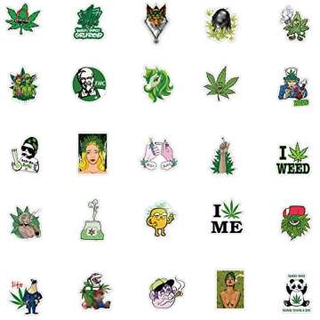 50PCS Weed Stickers for Adults, Stickers for Water Bottles Laptop Computer Phone Cool Stickers Pack