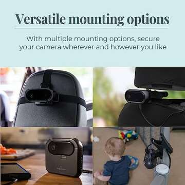 Tiny Traveler Baby Monitor Portable Baby Car Camera with Add-On Camera & Travel Kit, Night Vision HD 720p 5" Touchscreen, Battery Powered, Split-Screen, Travel Pouch Included - Black