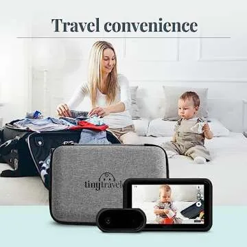 Tiny Traveler Baby Monitor Portable Baby Car Camera with Add-On Camera & Travel Kit, Night Vision HD 720p 5" Touchscreen, Battery Powered, Split-Screen, Travel Pouch Included - Black