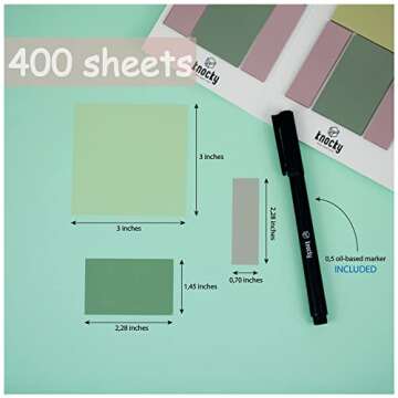 KNOCKY Transparent Sticky Notes - Versatile 400-Piece Set for Study and Work