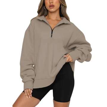 SAFRISIOR Women’s Oversized Half Zip Sweatshirt - Stylish & Comfortable