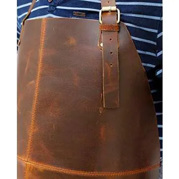 TUZECH Durable Leather Apron Utility Tool With Pocket For Chef||Butcher||Metalworker||Carpenter||Blacksmith||Heavy Duty Apron (Brown (Double Pocket), 30" Inches)