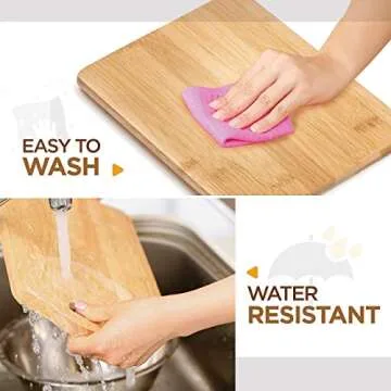 Bamboo Cutting Board Set - 3 Piece Reversible Wood Cutting Boards for Kitchen, Chopping Meat, Vegetables, Fruit, Cheese, Charcuterie - Assorted Sizes with Handles for Meal Prep & Serving