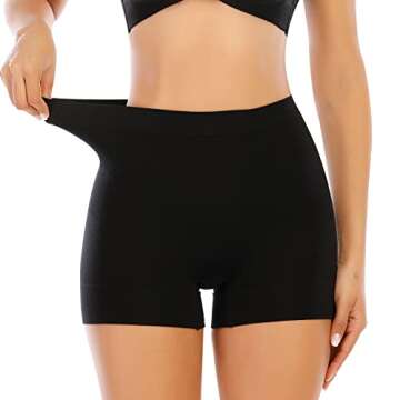 Womens Seamless Shaping Boyshorts Panties Tummy Control Underwear Slimming Shapewear Shorts(#A2 Blac...