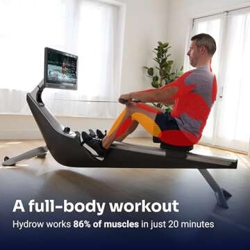 Hydrow Pro Rowing Machine with Immersive 22" HD Rotating Screen - Stows Upright | Live and On-Demand...