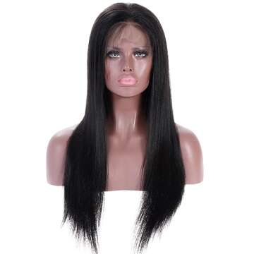 Premier Yaki Straight 360 Lace Front Wigs Human Hair Pre Plucked Hairline Brazilian Remy Hair 360 Fr...