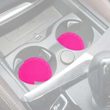 Car Cup Holder Coaster, 4 Pack 2.75 Inch Diameter PVC Non-Slip Universal Insert Coaster, Durable, Su...