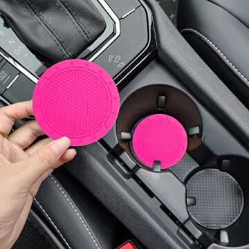 Car Cup Holder Coaster, 4 Pack 2.75 Inch Diameter PVC Non-Slip Universal Insert Coaster, Durable, Suitable for Most Car Interior, Car Accessory for Women Men Rose
