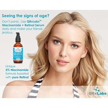 QRxLabs 5% Niacinamide (Vitamin B3) + Retinol Serum - Anti-Aging, Pore & Wrinkle Reducer - Fights Ac...