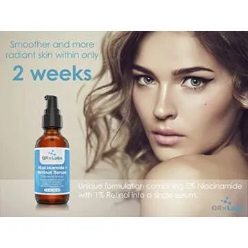 QRxLabs 5% Niacinamide (Vitamin B3) + Retinol Serum - Anti-Aging, Pore & Wrinkle Reducer - Fights Acne Breakouts, Fades Blemishes & Spots, Tightens Skin - Retinol & Niacinamide Serum