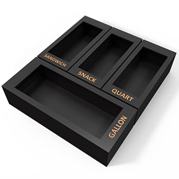 DALSHABET Bamboo Storage Bag Organizer for Kitchen Drawer, 4 Separate Food Storage Bag Organizer, 12...