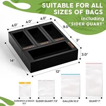 Bamboo Storage Bag Organizer for Kitchen - 4 Boxes