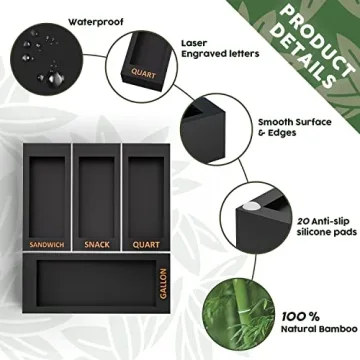 Bamboo Storage Bag Organizer for Kitchen - 4 Boxes