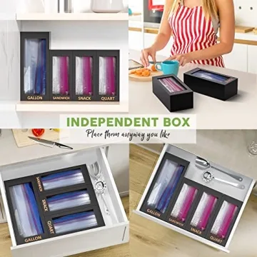 Bamboo Storage Bag Organizer for Kitchen - 4 Boxes