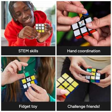 Rubik’s Cube, Edge, 3x3x1 Rubik’s Cube for Beginners Single Layer Puzzle Retro Educational Brain Teaser Travel Fidget Toy for Adults & Kids Ages 8+