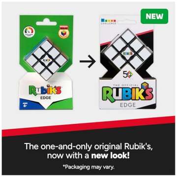 Rubik’s Cube, Edge, 3x3x1 Rubik’s Cube for Beginners Single Layer Puzzle Retro Educational Brain Teaser Travel Fidget Toy for Adults & Kids Ages 8+