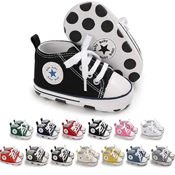 Save Beautiful Baby Girls Boys Canvas Sneakers Soft Sole High-Top Ankle Infant First Walkers Crib Sh...